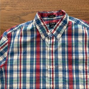J Crew Flex Washed Slim Untucked Mens Buttoned Down Shirt L